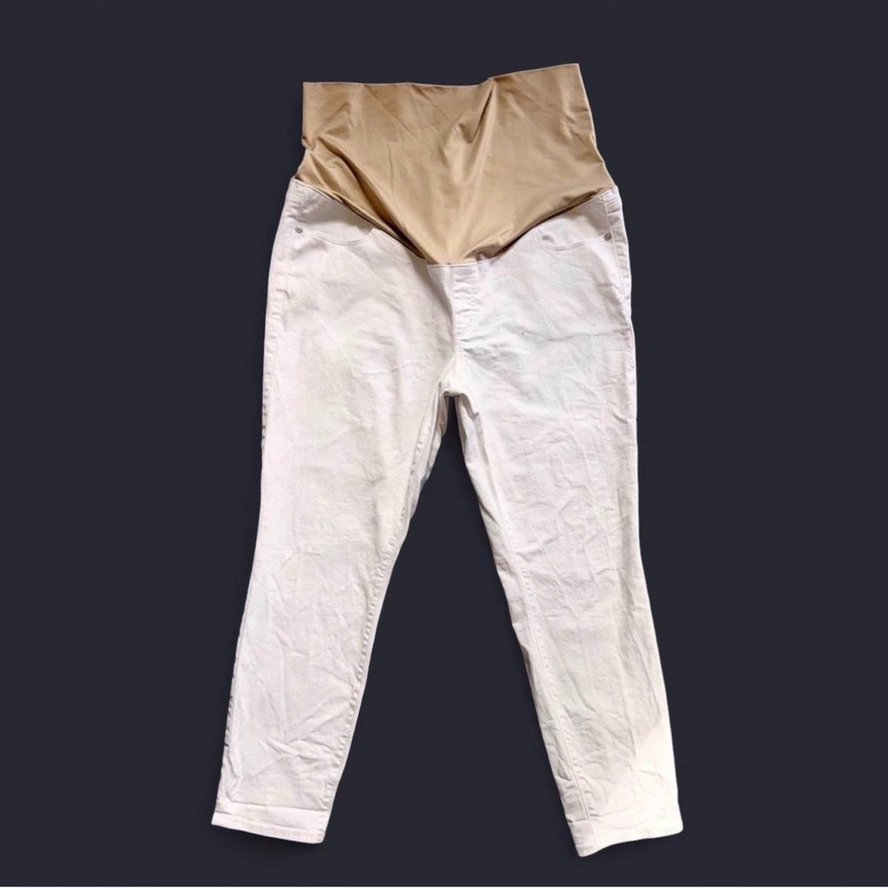 LOFT Petite White Full Panel Maternity Slim Pants - 16PM